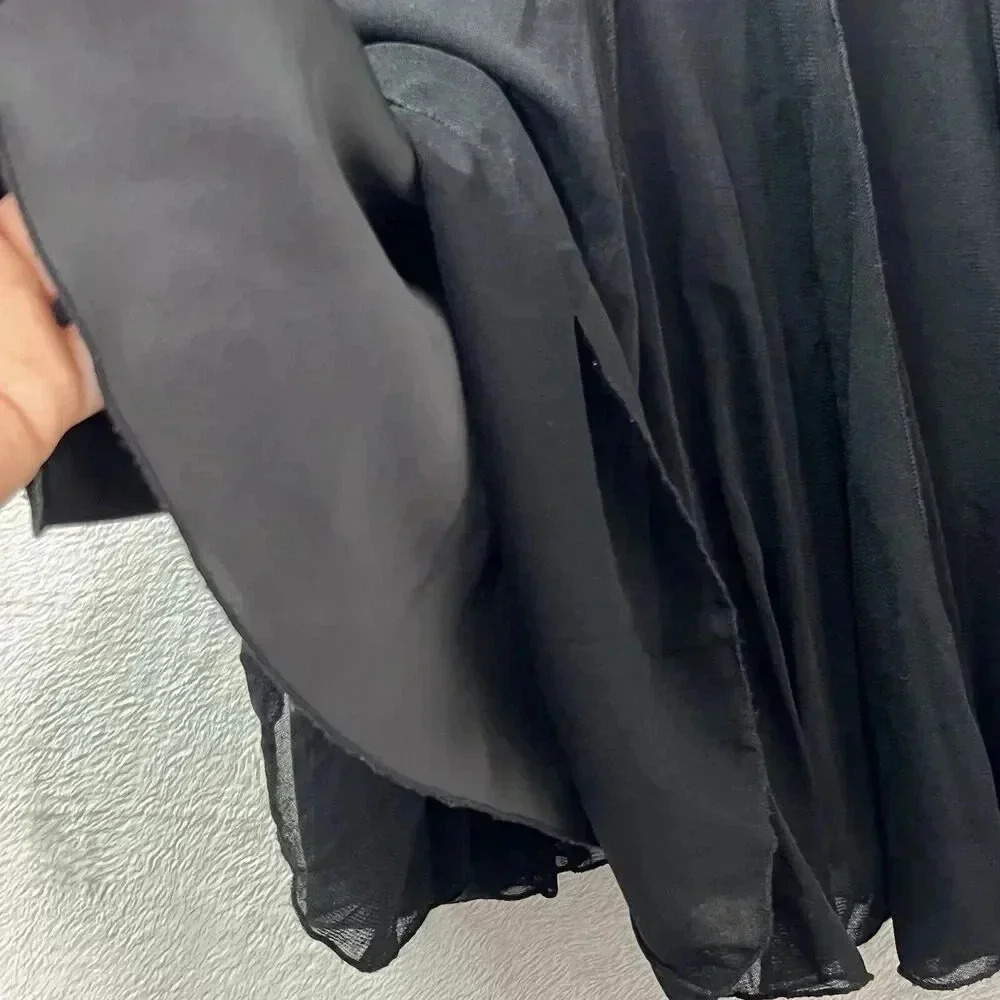 Alberto Makali Black Seamed Flowy Overlay Mesh Skirt‎ Flare Witchy Goth 14 - Picture 7 of 13